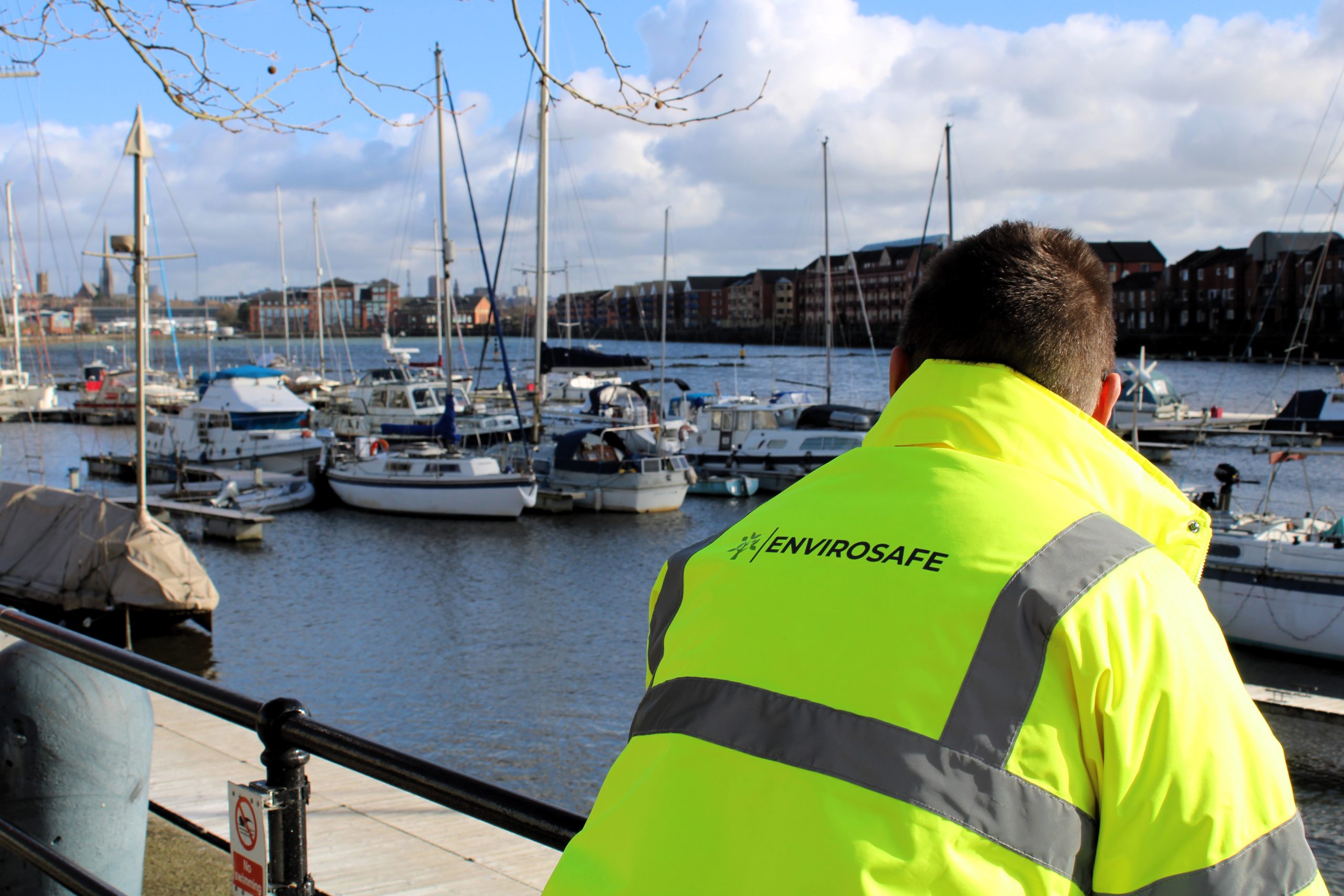 Man with envirosafe jacket on.